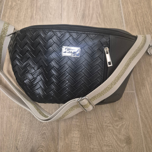 Giga marsupio Ecopelle intrecciato e liscio